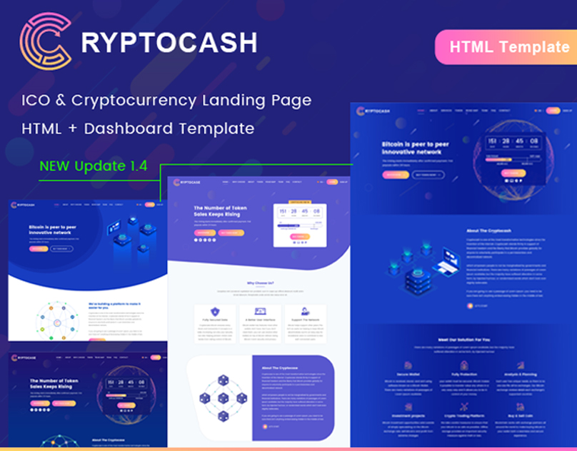 ICO & Cryptocurrency landing page HTML template