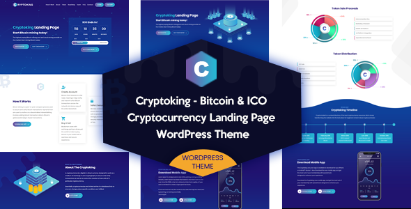Cryptoking – Bitcoin & ICO Landing Page WordPress Theme
