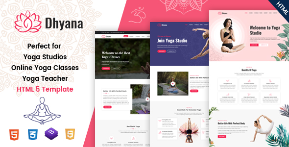 Dhyana – Yoga Studio, Fitness & Meditation Bootstrap 4 HTML Website Template
