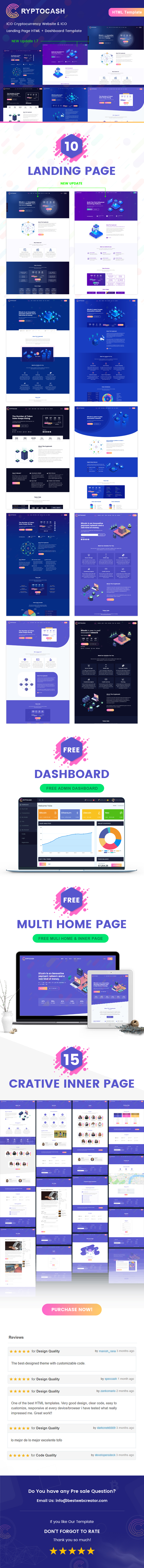 One of the Best Cryptocash ICO - Cryptocurrency & Bitcoin Landing Page HTML Template